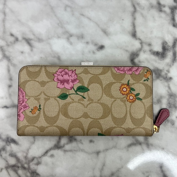 Coach Rose Prairie Signature Large Accordion Zip Wallet - Picture 5 of 10